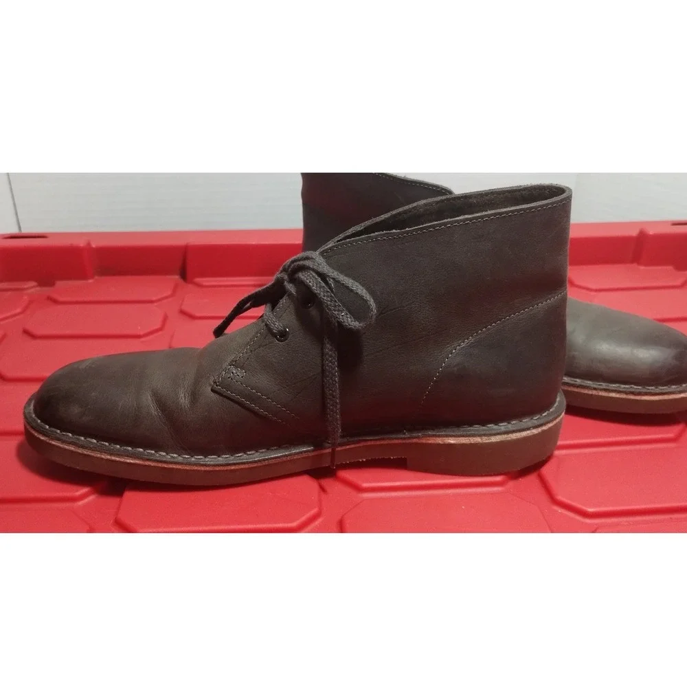 Clarks Mens Desert Boots Dark Brown Leather Chukka Ankle Lace Up Size 10.5 M